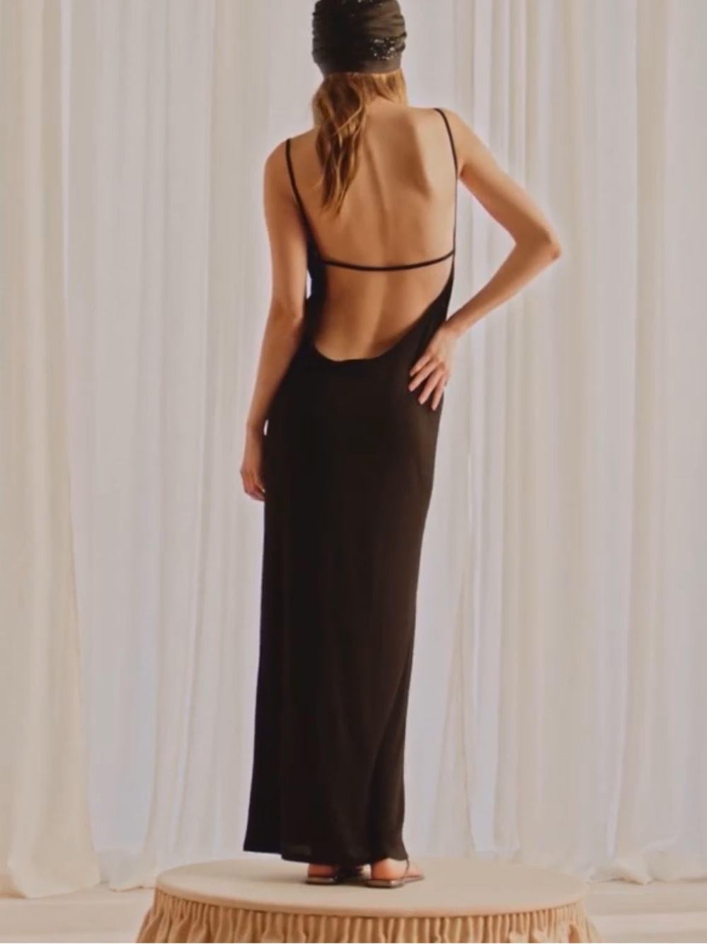 Zara Black Backless Slip Maxi Dress
